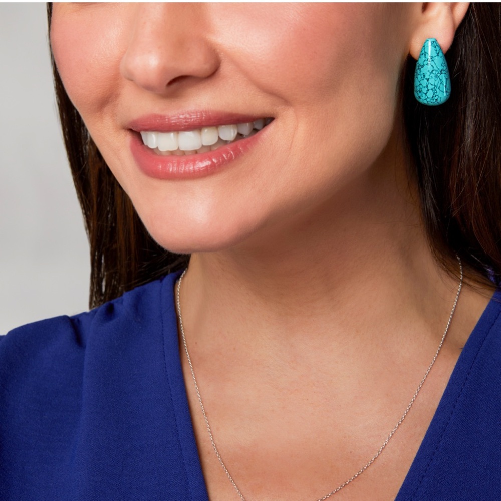 Silpada ‘Fun Petals’ Drop Turquoise Earrings. NWB. - Picture 2 of 6